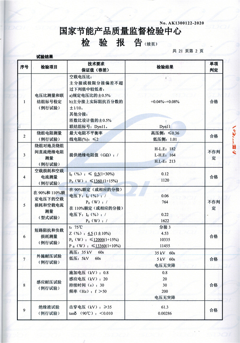 高低压试验报告-S11-1250城西城西城西油浸式变压器-2.jpg